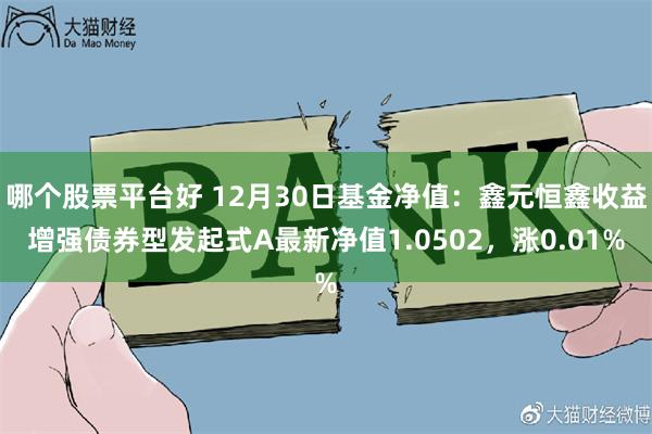 哪个股票平台好 12月30日基金净值：鑫元恒鑫收益增强债券型发起式A最新净值1.0502，涨0.01%